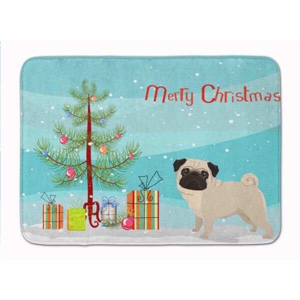 Carolines Treasures Pug Christmas Tree Machine Washable Memory Foam Mat CK3557RUG - main
